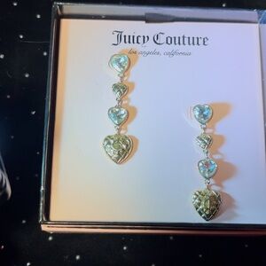 Juicy Couture Silver Heart Drop Earrings
